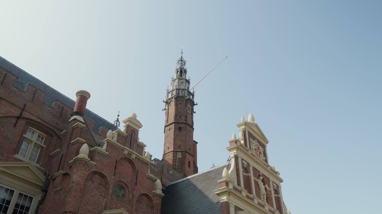 네덜란드 하를렘 에 있는 그루드 또는 신트-바보케르크 역사적 교회,  ⁇ 빛 으로 조명 된 클로즈업