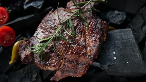 grilled steak on charcoal