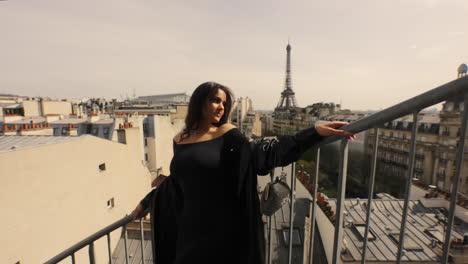 attractive and fashionable woman at the famous places in paris, france