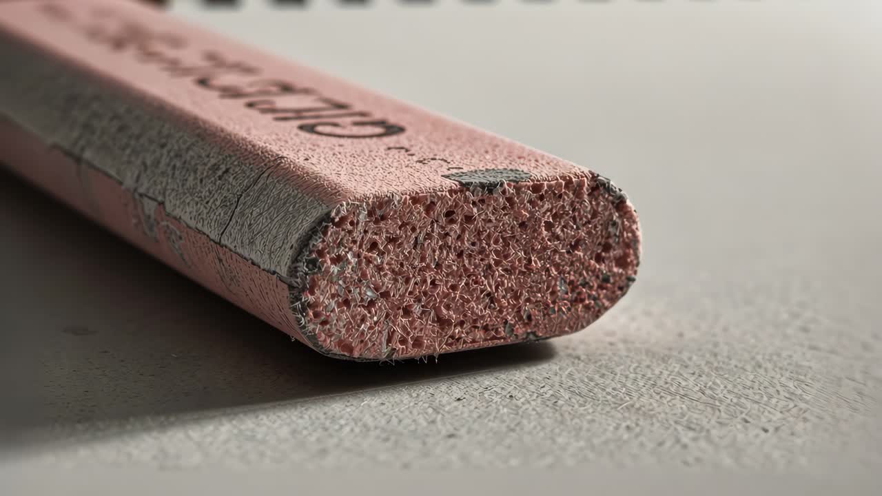 Close-up of an eraser on a notebook
