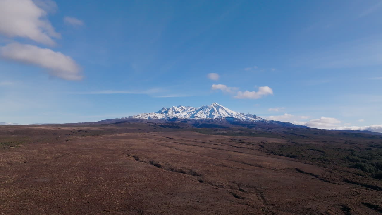 Slowly flying towards Mount Ruapehu in Central North Island, New Zealand.