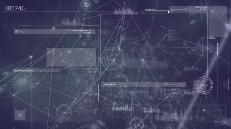 Animazione di una rete di connessioni su sfondo nero
