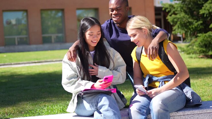 Students Hanging Out On Campus