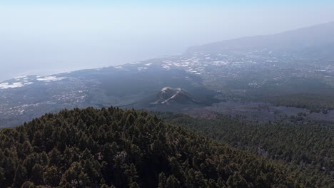 aerial view of cumbre vieja volcano in la palma, now extinct, landscape scene