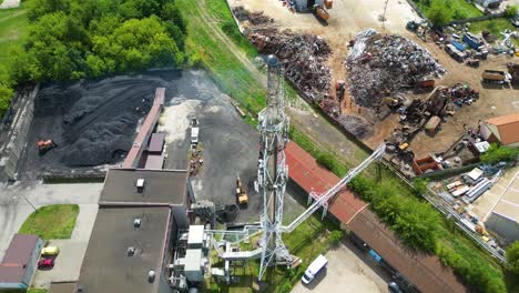 territory of the coal terminal with coal dumps and a regenerator