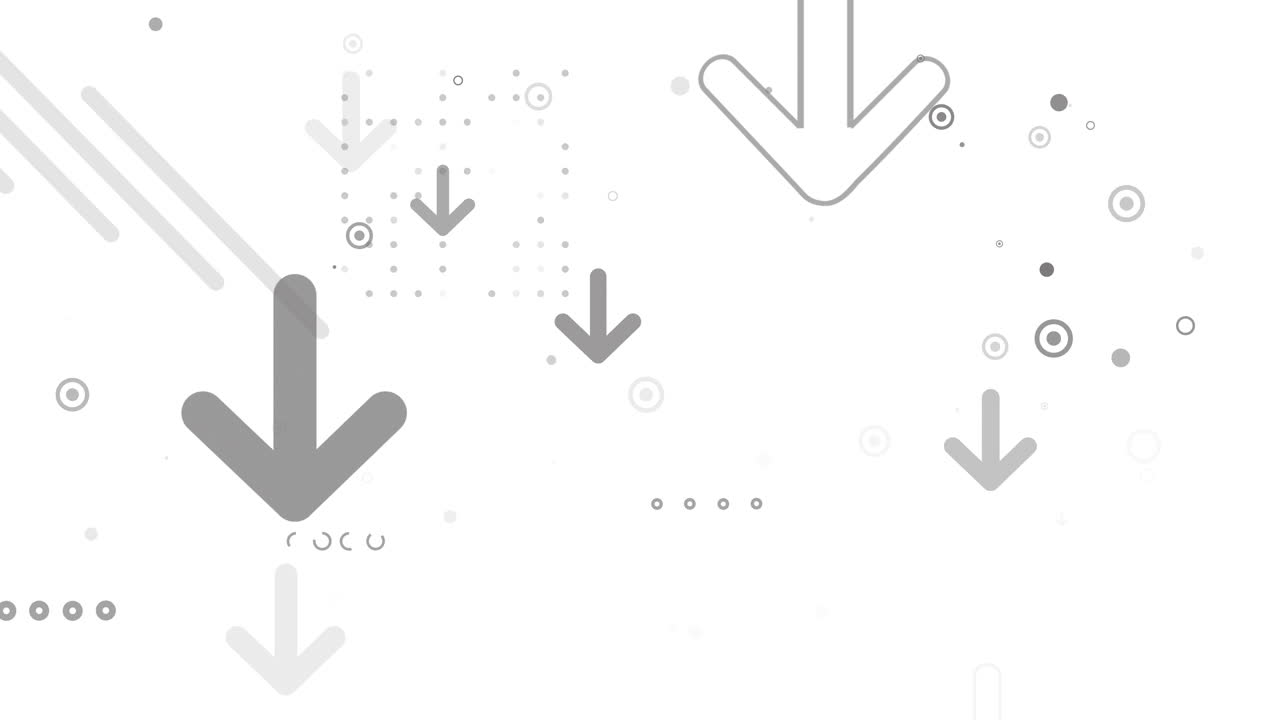 Animated gray arrows on a white background. Recession chart of economy. Economic crisis, recession, decrease graph. Looped movement graphic elements.