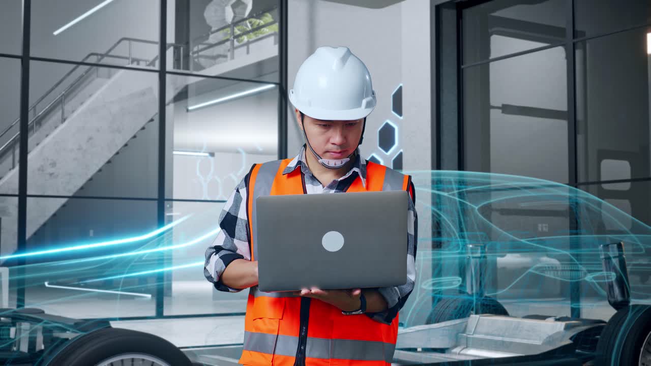 Ingeniero automotriz trabajando en diseño de automóviles
