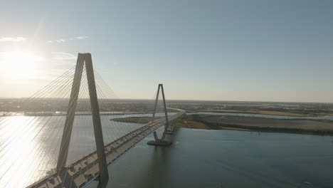 Drone-shot-of-Ravenel-Bridge-Charleston-SC-at-sunset