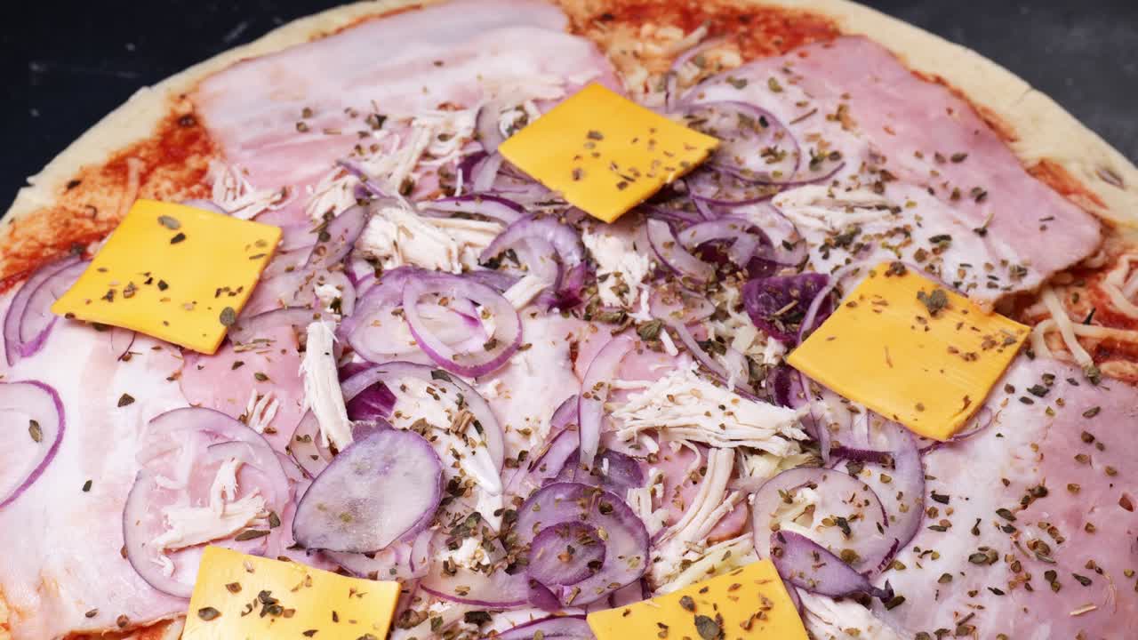 피자 핑 클로즈업 회전 느린 모