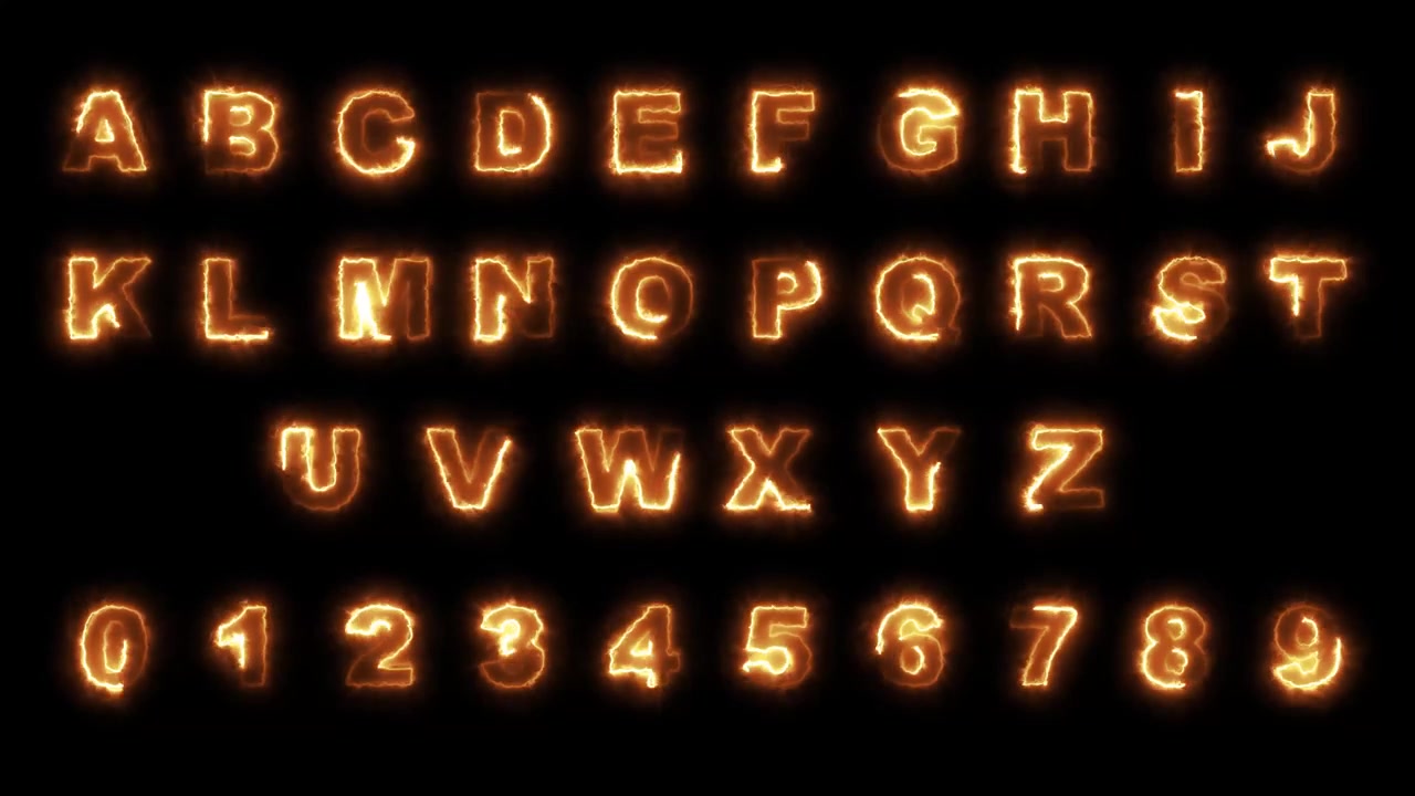 Flaming Alphabet and Numbers