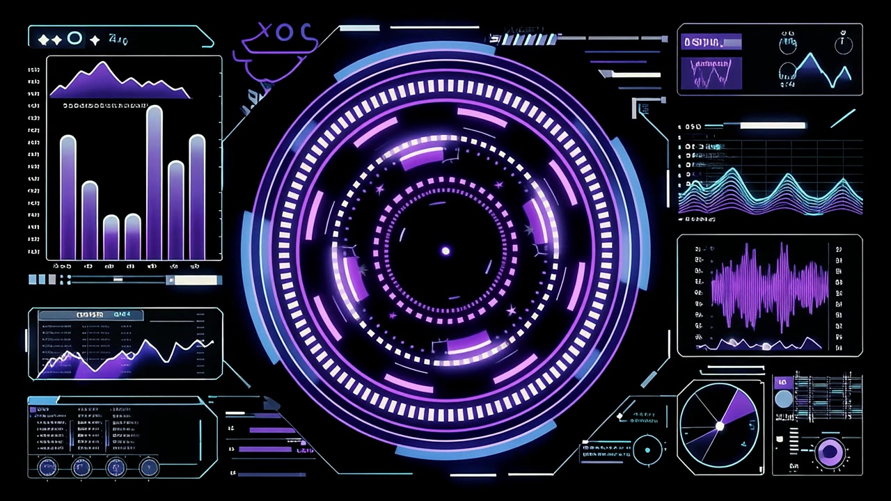 Animated Futuristic HUD Display with Data Visualization and Scanning