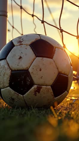 pelota de fútbol al atardecer