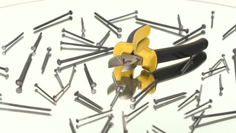Nails and Nail Clippers on Reflective Surface