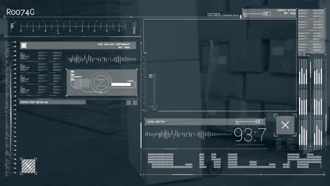 animation of interface with data processing against warehouse