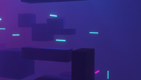 animation of glowing light trails moving over cubes on purple background