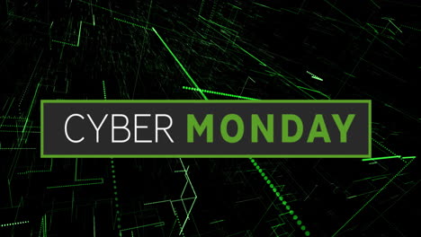 animation of cyber monday text on black background