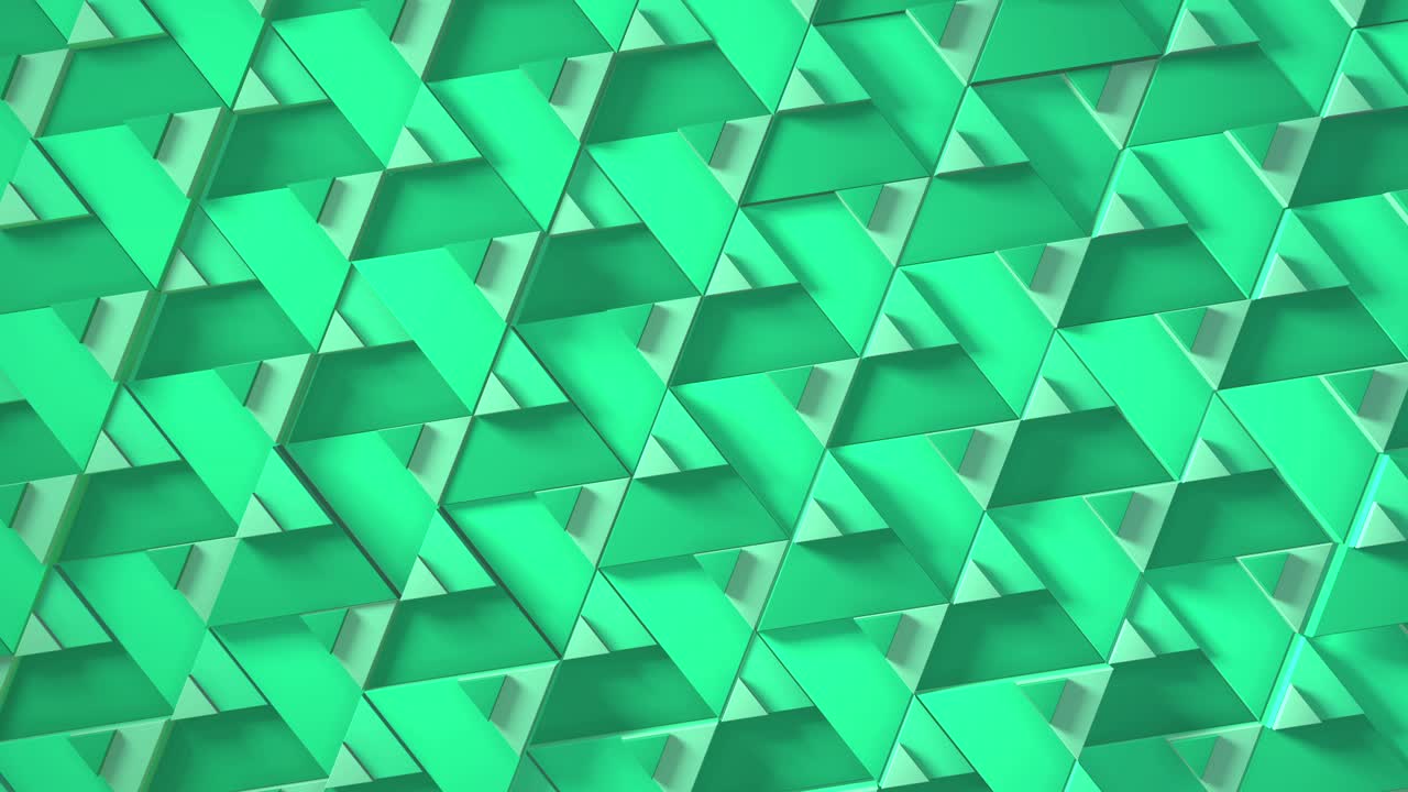 미니멀리즘의 푸르키즈 색상 (top view) - 기하학적 삼각형의 움직임으로 루프 애니메이션의 3d 렌더링, 프레젠테이션을 위한 끝없는 배경, 비즈니스 애니메이션