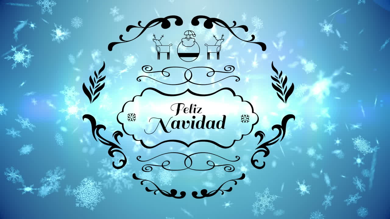 animación de feliz navidad texto sobre la nieve que cae