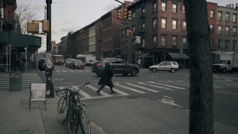 car stop in a traffic light in greenpoint brooklyn new york