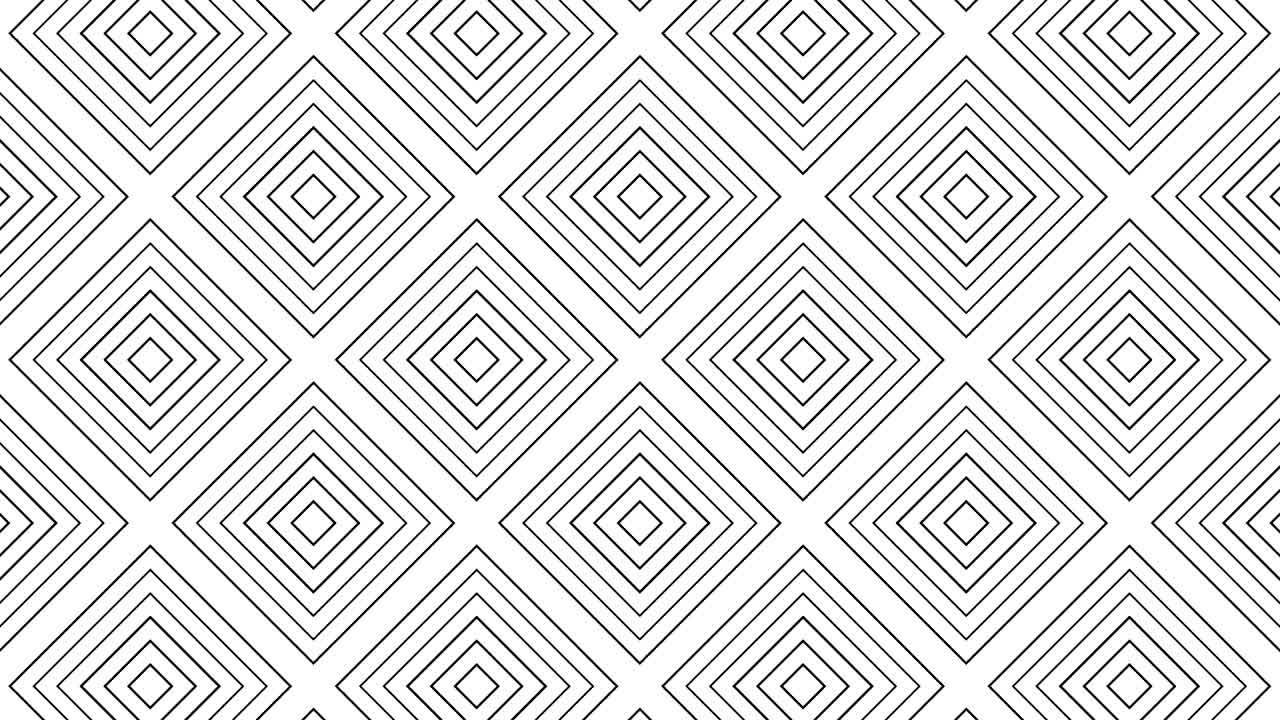 patrón gráfico en blanco y negro con efecto estroboscópico e hipnótico, mientras aumenta en tamaño y luego lo reduce.