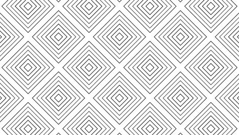 patrón gráfico en blanco y negro con efecto estroboscópico e hipnótico, mientras aumenta en tamaño y luego lo reduce.