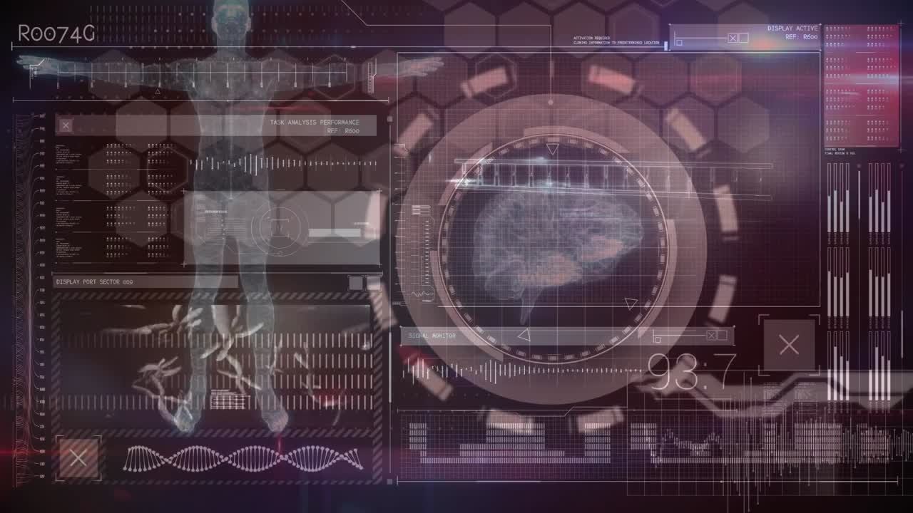 데이터 프로세싱과 디지털 인간에 대한 인간 뇌의 애니메이션