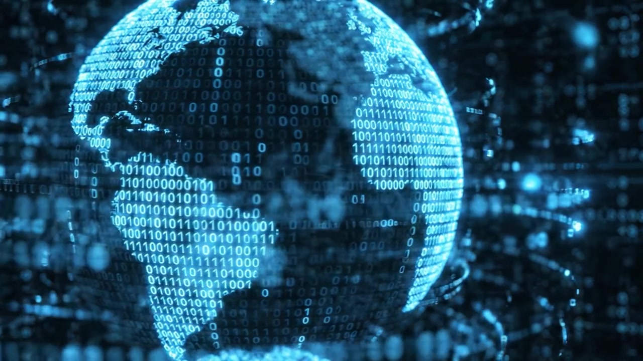 A Stunning Visual Representation of a Digital Earth Covered in Binary Code, Highlighting the Intersection of Technology and Global Connectivity with Dynamic Data Flow