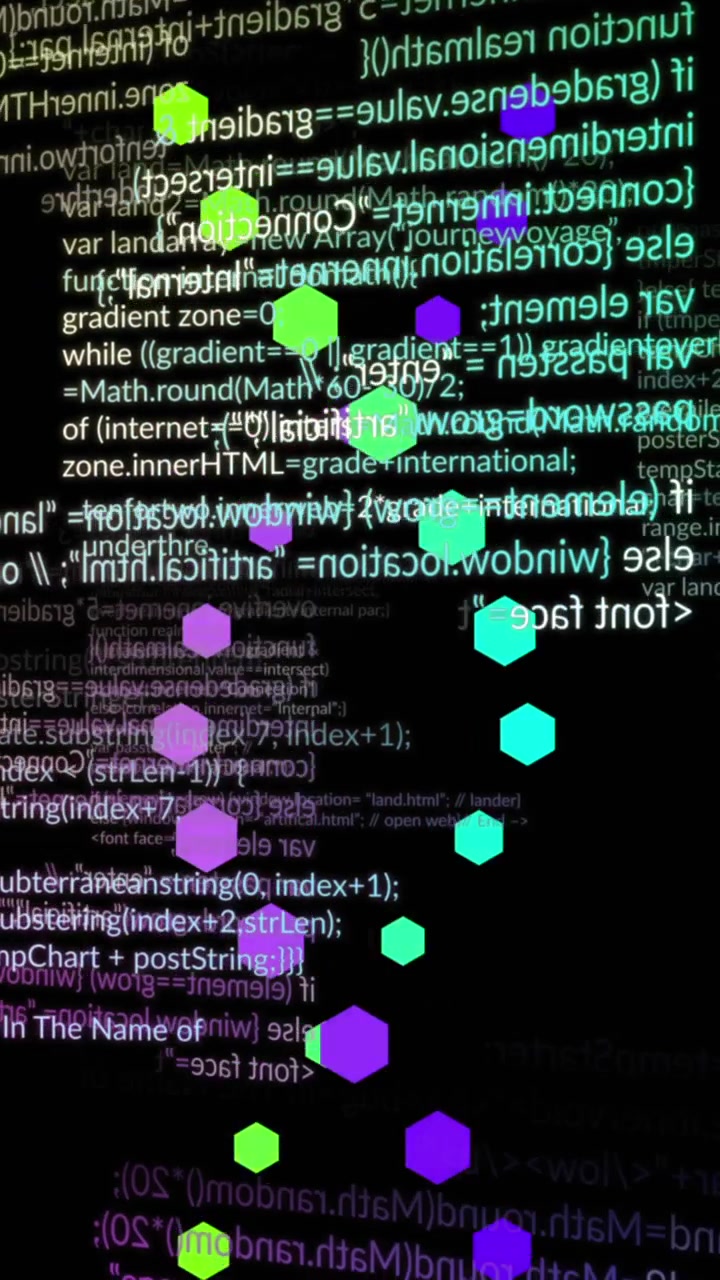 Animation of scientific data processing and dna strands spinning