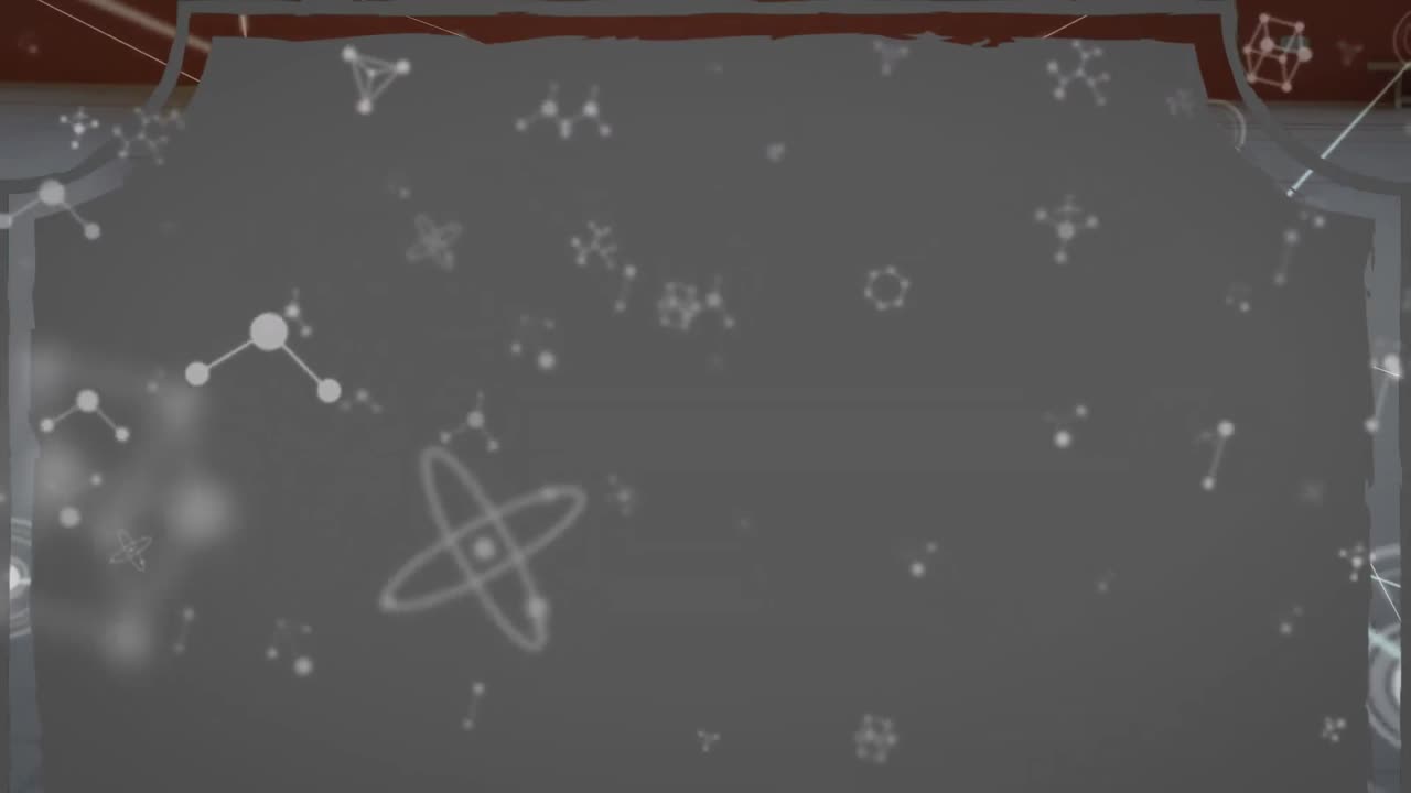 ⁇  바탕에 떠다니는 화학 구조의 애니메이션