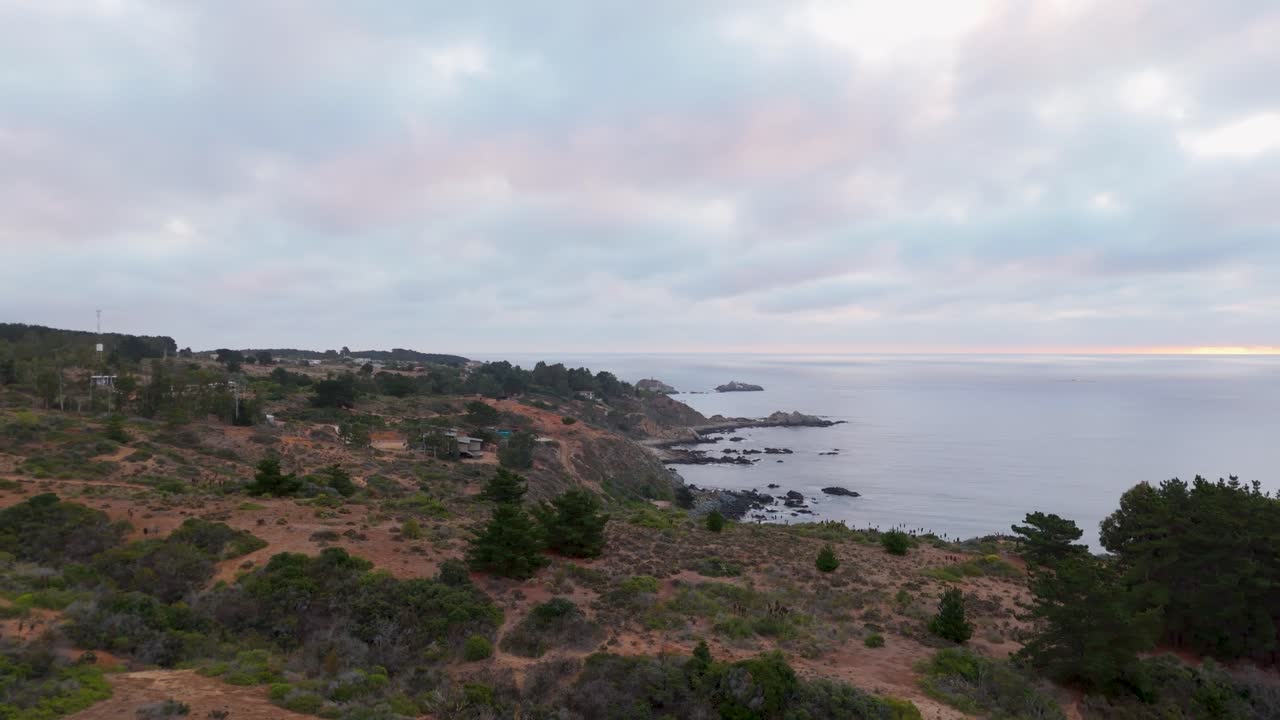 Quintay Chile Casablanca Valparaiso beach sea foam, morning pan