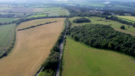 Smooth-drone-4K-footage-flying-over-a-beautiful-scenic-country-road-in-UK