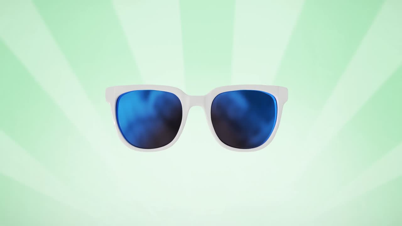animación de gafas sobre un fondo a rayas verdes