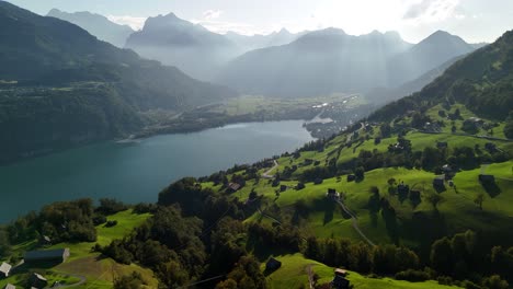walensee lake and landscape in amden, canton sankt gallen, switzerland