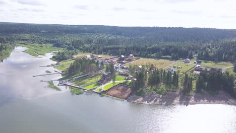 aerial view of lakeside village