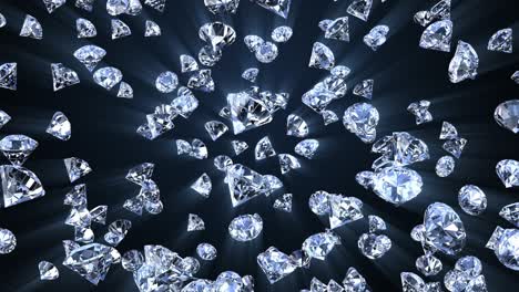 many jewelry diamond stones falling on black