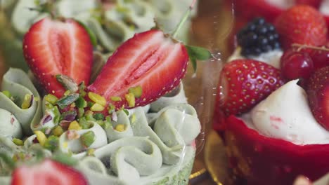 strawberry and pistachio decorated cakes