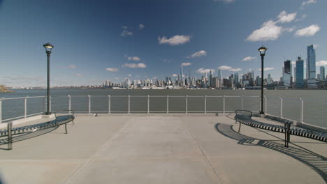 manhattan new york city skyline in the daytime, view from new jersey