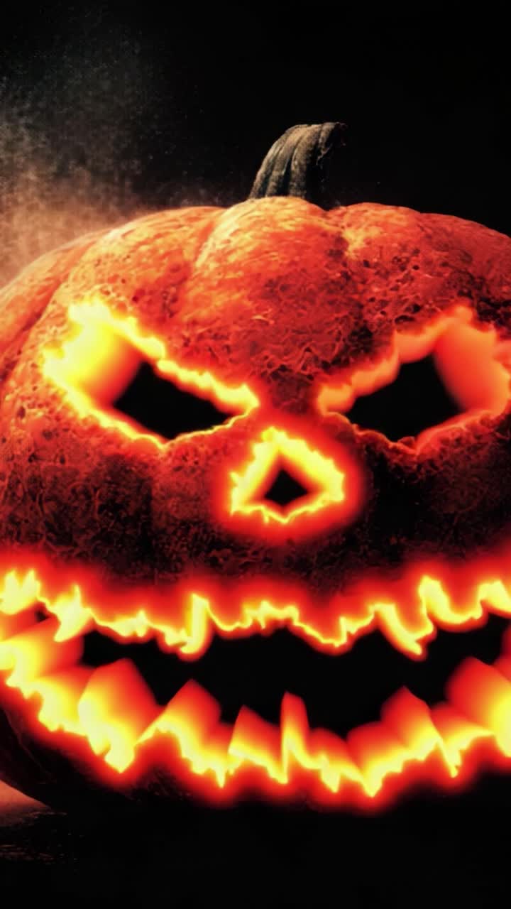Una Zucca Sinistra Risplende nell'Oscurità: Catturando l'Essenza di Halloween con Sorrisi Minacciosi e Ombre Spettrali