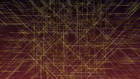 fondo cuadrado abstracto línea amarilla animación de brillo moviéndose lentamente en fondo rojo. concepto de arte 4k.