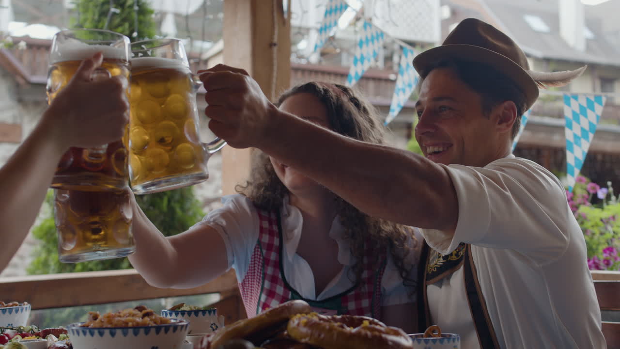 Oktoberfest celebration with traditional food and beer