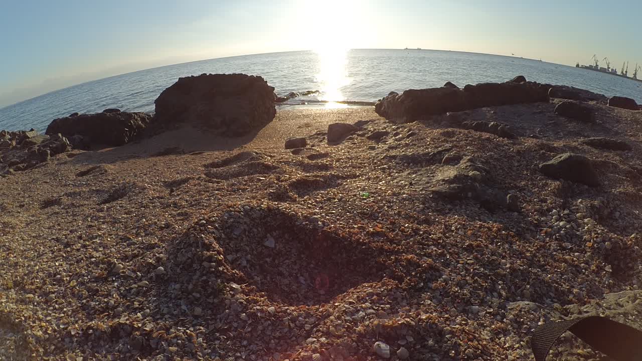 Fotografia ao pôr do sol. Praia e mar