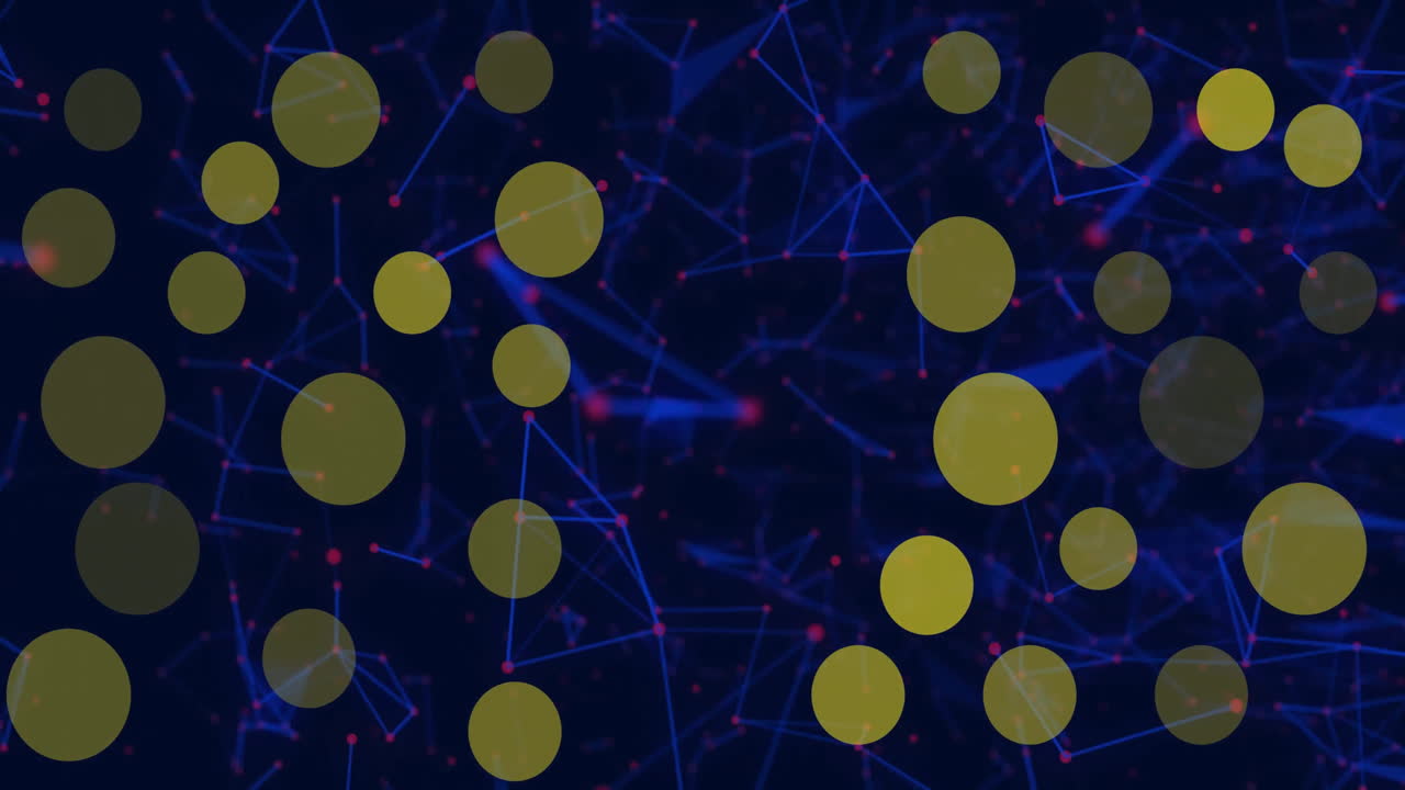 Animation of yellow spots over network of connections on black background