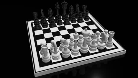 chessboard rotates looped animation with the chess pieces standing on the shiny chessboard 4k