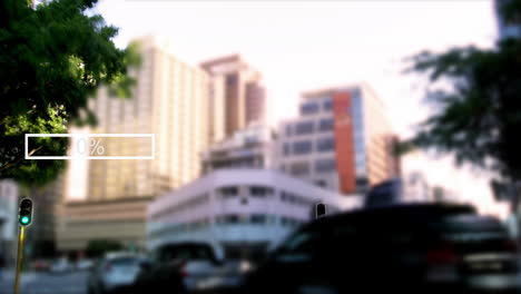 animation of data processing over cityscape