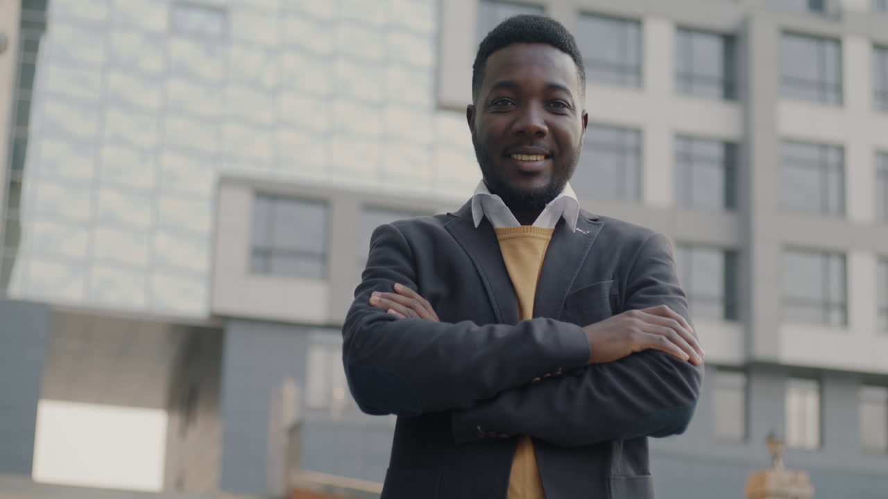 Confident Businessman in Cityscape
