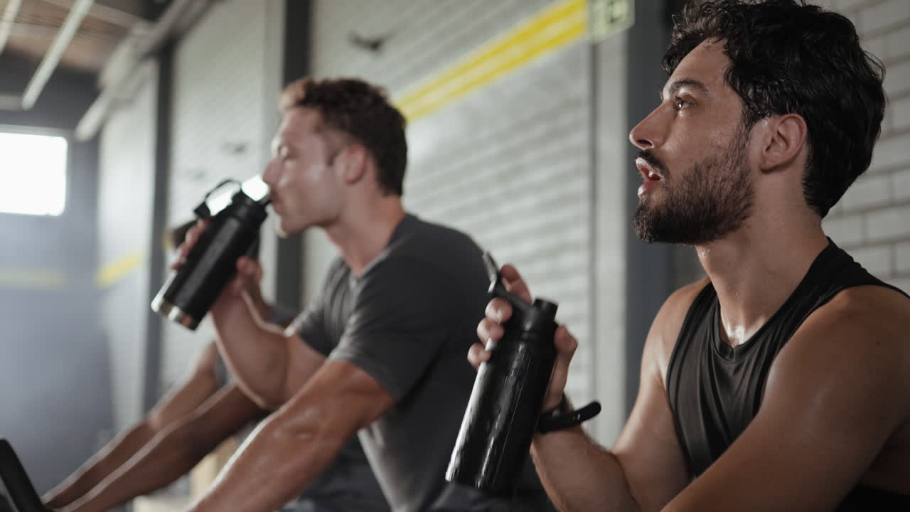 운동 후 물을 마시는 남자