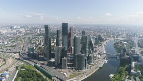 moscow city skyline aerial view