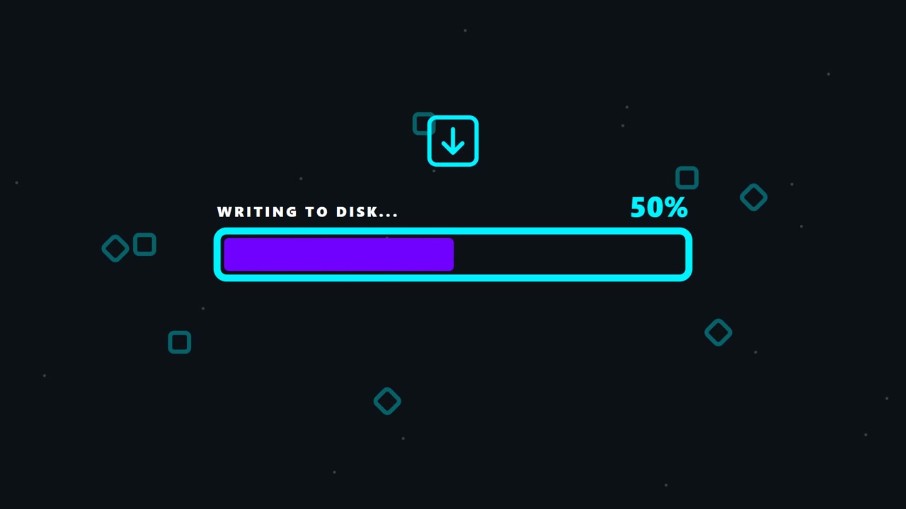 Digital Progress Bar Loading Animation with System Status Updates