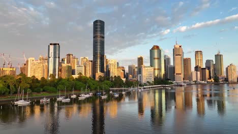 stunning summer footage of brisbane city cbd taken from the kanagroo point side of the river