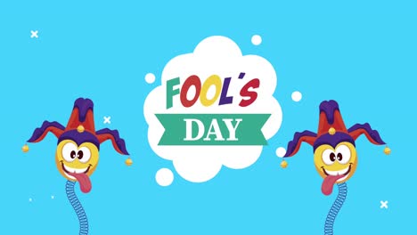 april fools day lettering with jesters emojis